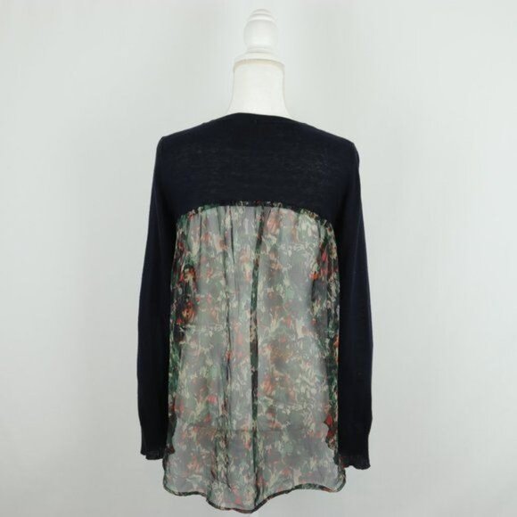 Anthropologie Yellow Bird Women's Small Black Button Up Sheer Back Cardigan - Picture 3 of 8